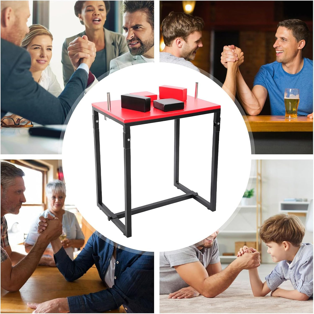 Arm Wrestling Table 39.3-Inch Professional Arm Wrestling Table with Elbow Pads & Forearm Pads Foldable Competition Training Equipment for Fitness Clubs, Homes, Offices