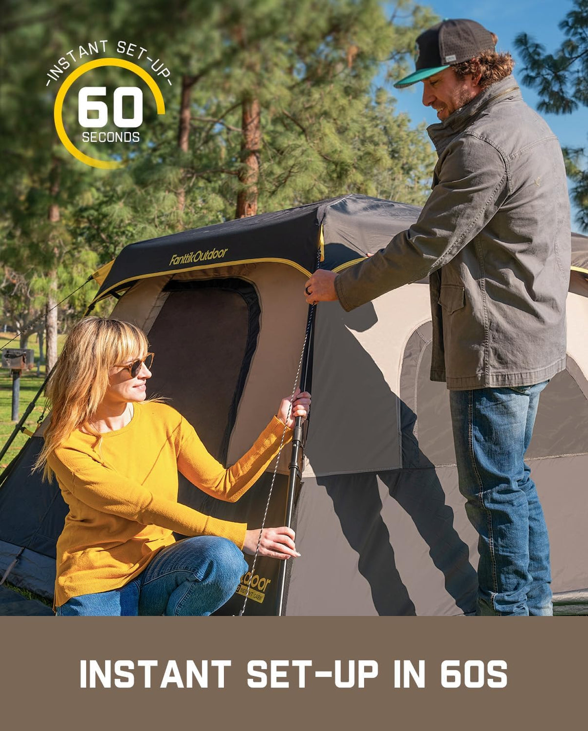 FanttikOutdoor 4/6/8/10 Person Instant Tent for Camping Setup in 60s