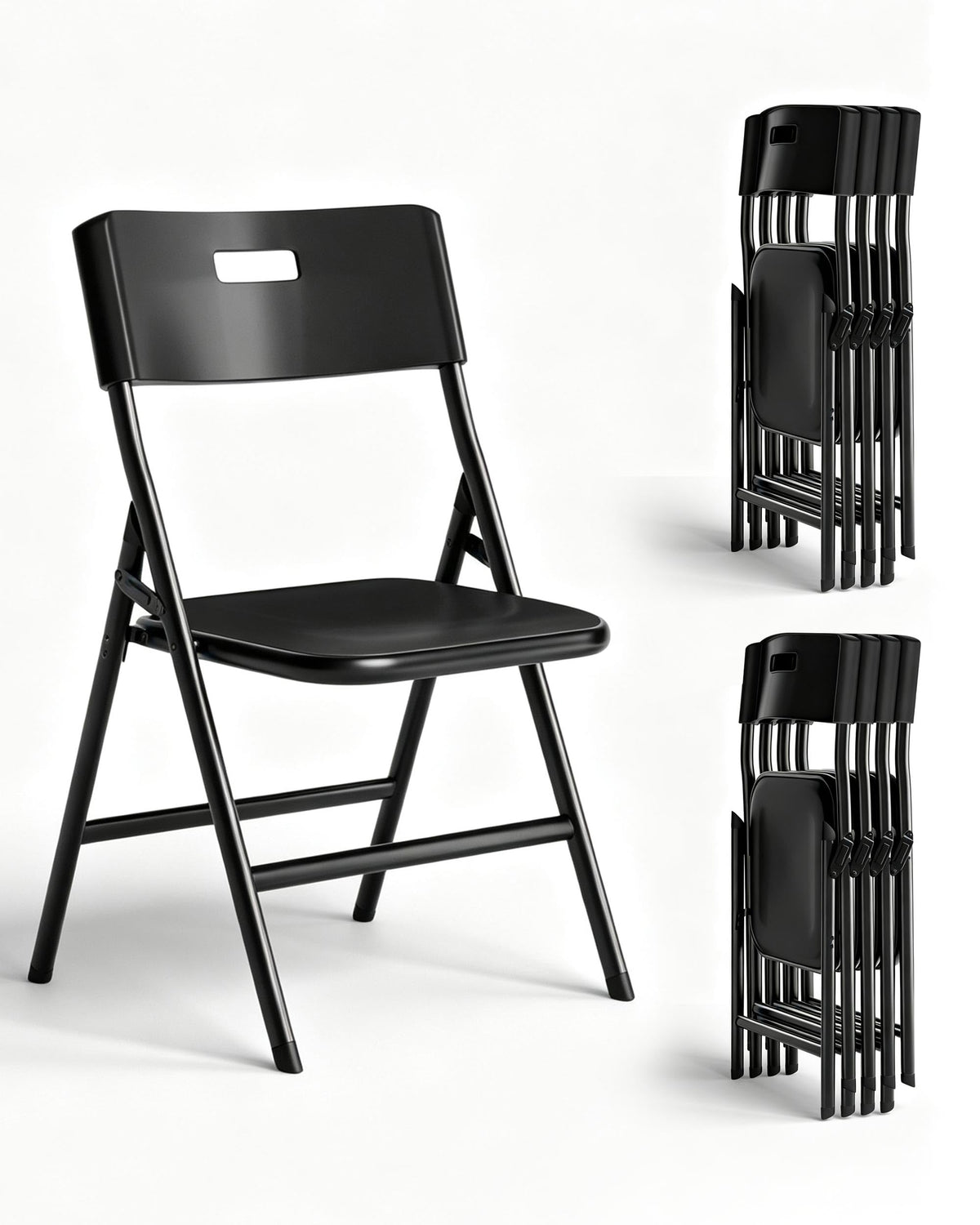 Folding Chairs, 600lbs Capacity, Heavy-Duty Commercial Stackable Plastic Foldable Chairs for Indoor/Outside, Office, Kitchen, Party, Patio(White, 4 Pack)