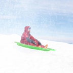 Superio Toboggan Snow Sleds for Kids and Adults, 2 Pack Heavy Duty Plastic Sliders with Handles and Hole for Pull Ropes- Kid and Adult Winter Fun