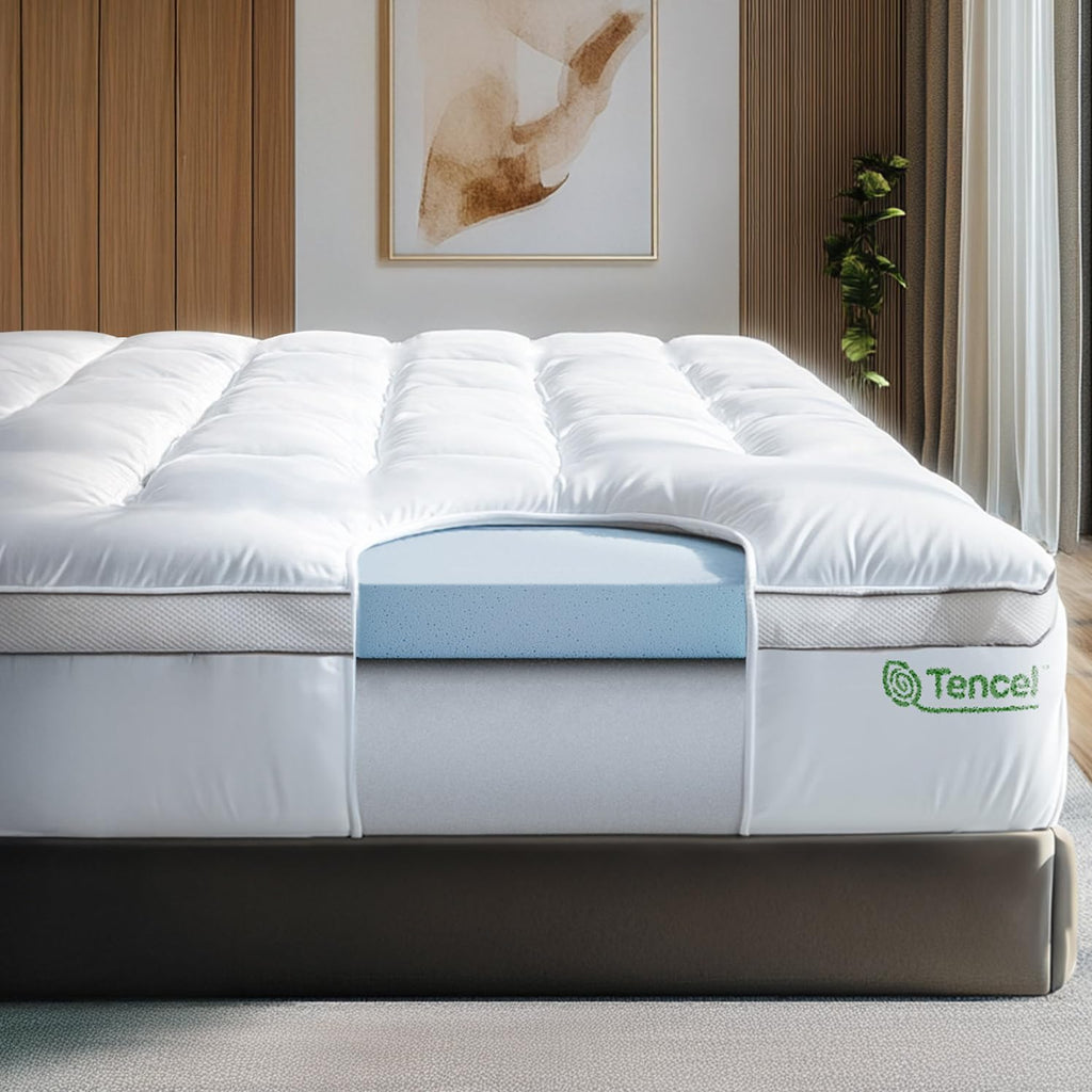 Viscosoft 4 Inch Hybrid Mattress Topper Queen - Memory Foam & Pillow Top