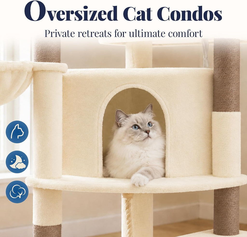 Hey-brother Cat Tree Tower for Indoor Corner with Spacious Condo, MPJ062MJ