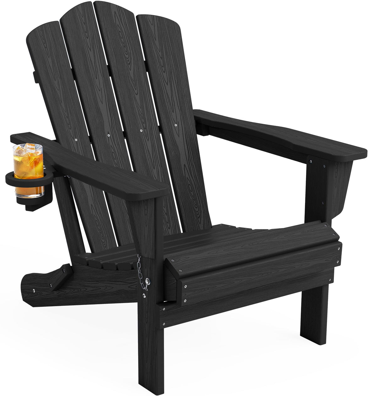 KINGYES Folding Adirondack Chair Set of 4 with Cup Holder, Navy