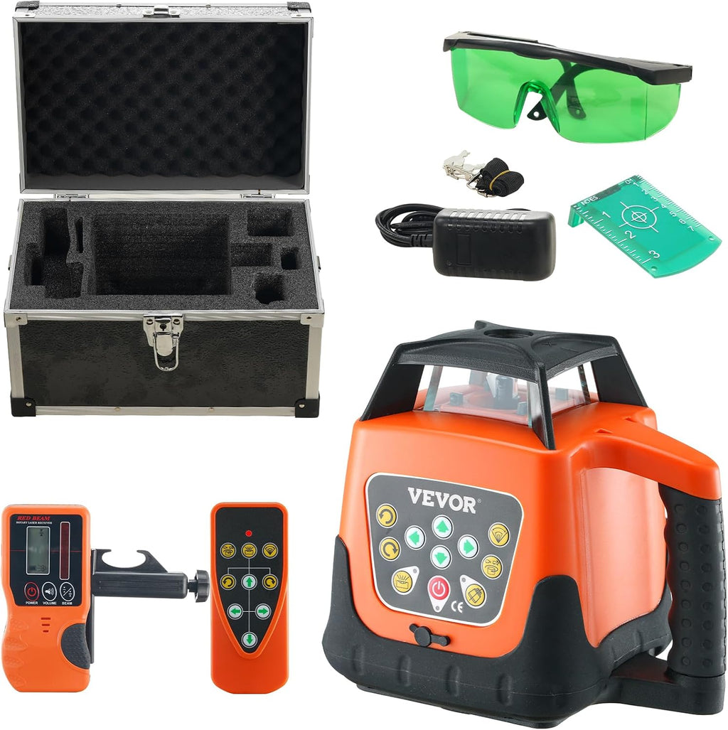 VEVOR Rotary Laser Level 2000 ft, 360 Degree Self-Leveling Green Cross Line