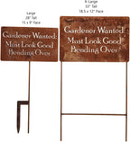Funny Garden Stake 20 to 33 Inches Tall (Gardener Wanted, XL 33" Tall)