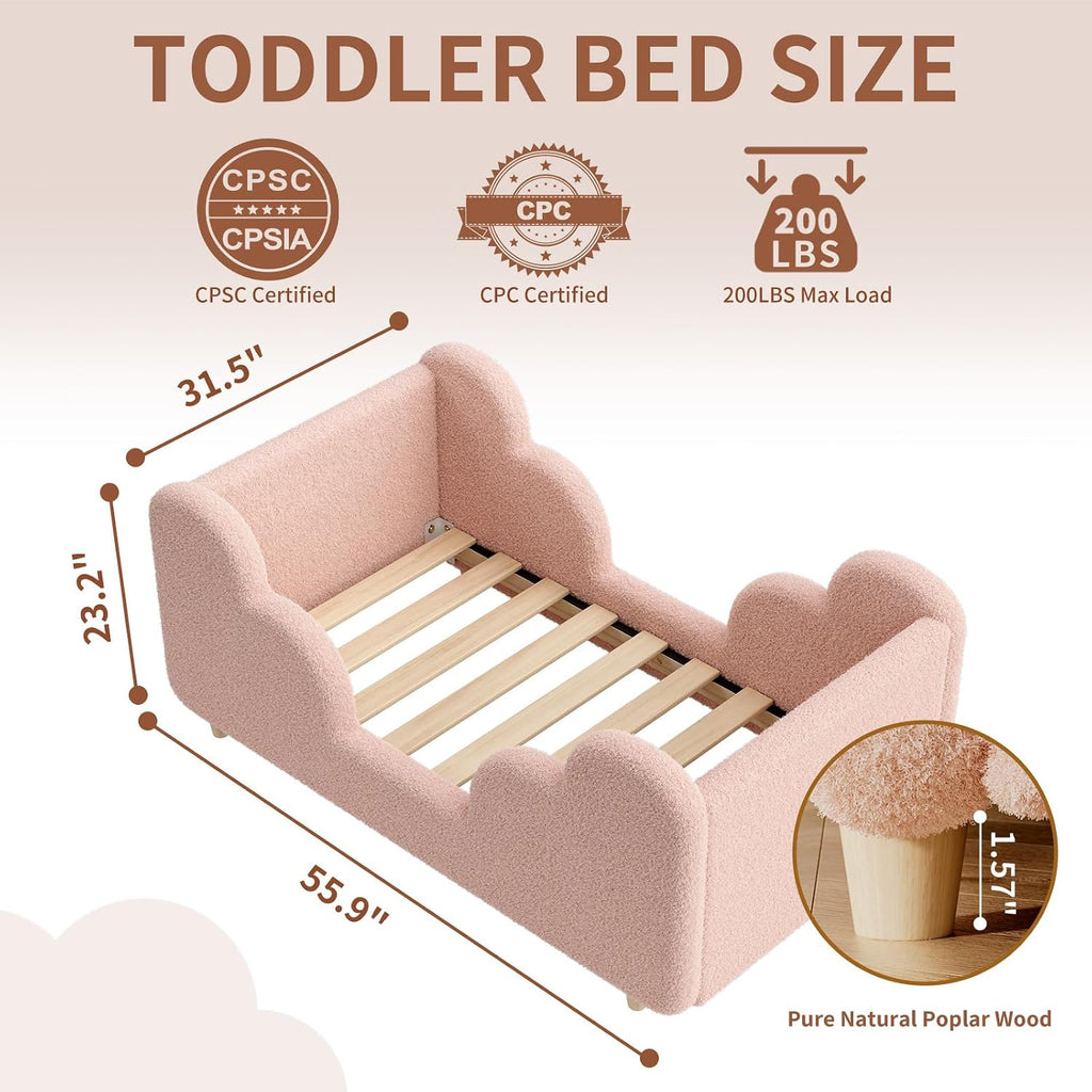 DoCred Toddler Bed, Upholstered Toddler Bed for Girls&Boys