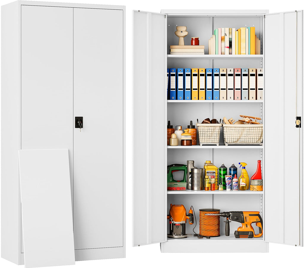SISESOL 75" Tall Metal Storage Cabinet with Wheels,Rolling Garage Storage Cabinet with Lock,Black Metal Cabinets with Wheels and Shelves,Deep Heavy Duty Tool Locker for Garage,Home,Office,Shop