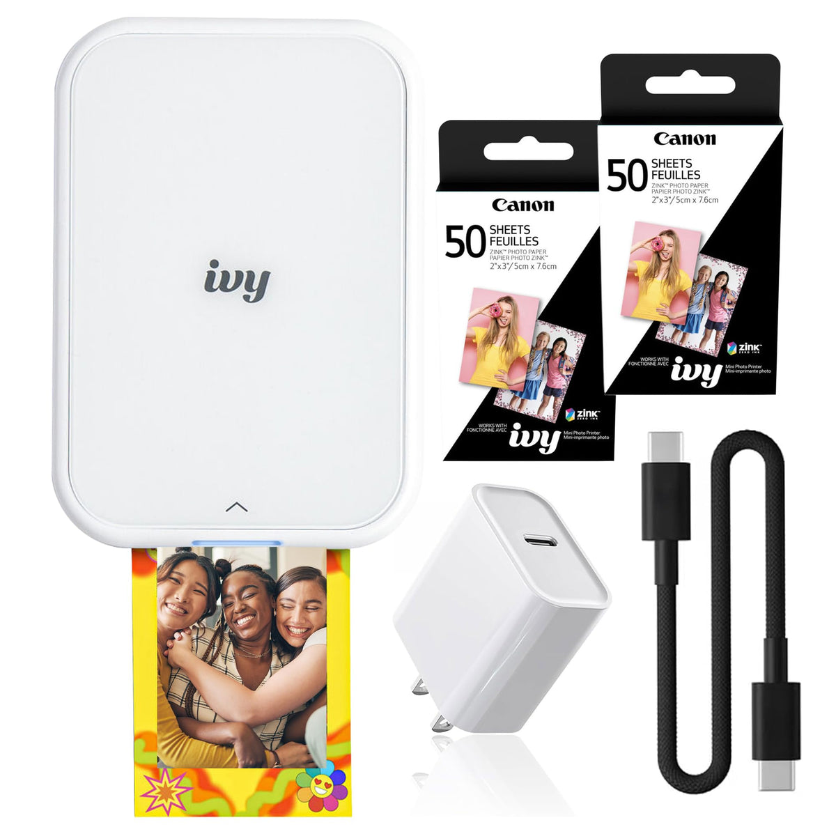 Canon Ivy 2 Mini Photo Printer (5452C018) Bundle