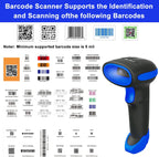 LENVII CW200 2D Barcode Scanner Wireless 2 in 1 Handhold Barcode Reader QR Code Scanner USB Bar Code Scanner for Shop use Store,Supermarket, Warehouse (Blue)