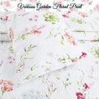 Cozy Line Home Fashions Light Pink Blue Flower Bloom Floral Garden Reversible Quilt Bedding Set, Coverlet Bedspread Lightweight for All Seasons (Carlotta, King - 6 Piece)