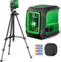 Laser Level with 50” Tripod, 360° Self Leveling Cross Line Laser Level, Green Beam Horizontal and Vertical Line leveler Tool for Hanging Pictures, Home Renovation with 4 AA Batteries & Carry Pouch