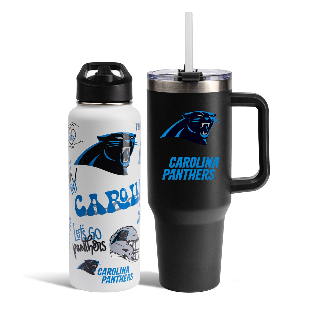 The Memory Company Officially Licensed NFL 2-Pack Stainless Steel Tumbler Set, 34oz Team Spirit Water Bottle & 40oz Game Day Tumbler with Lid and Straw, BPA-Free Materials, Convenient Straw Design