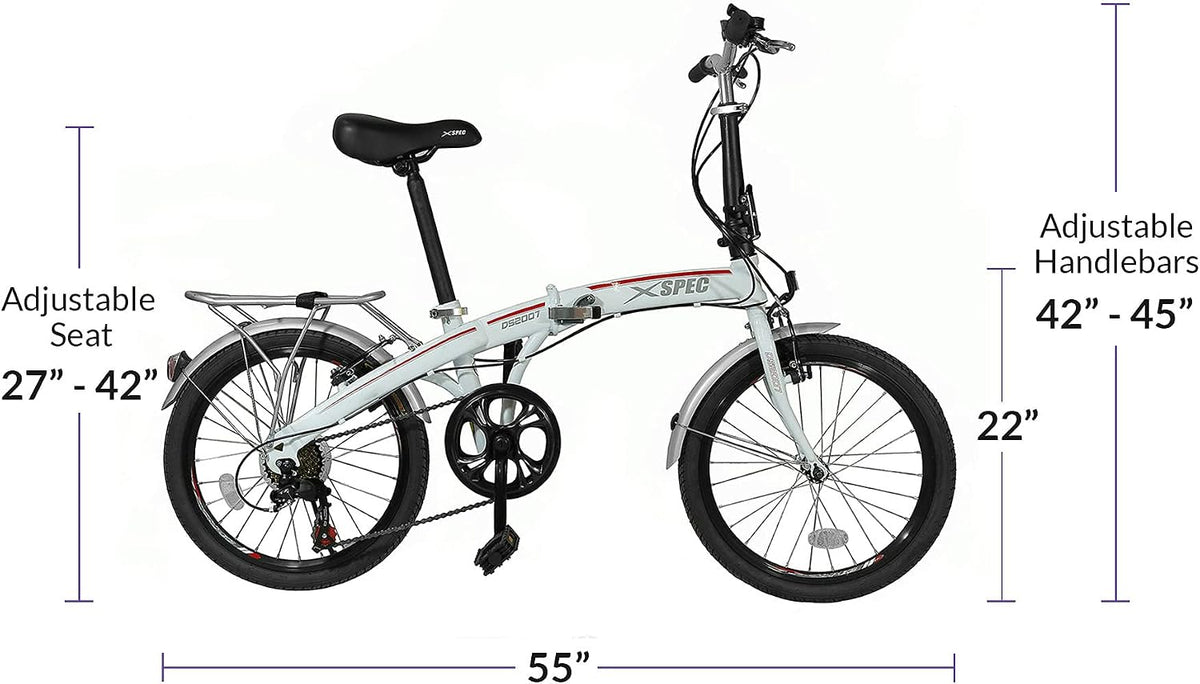 Xspec 20" 7 Speed Folding Compact City Commuter Bike (NOT an Electric Bike)