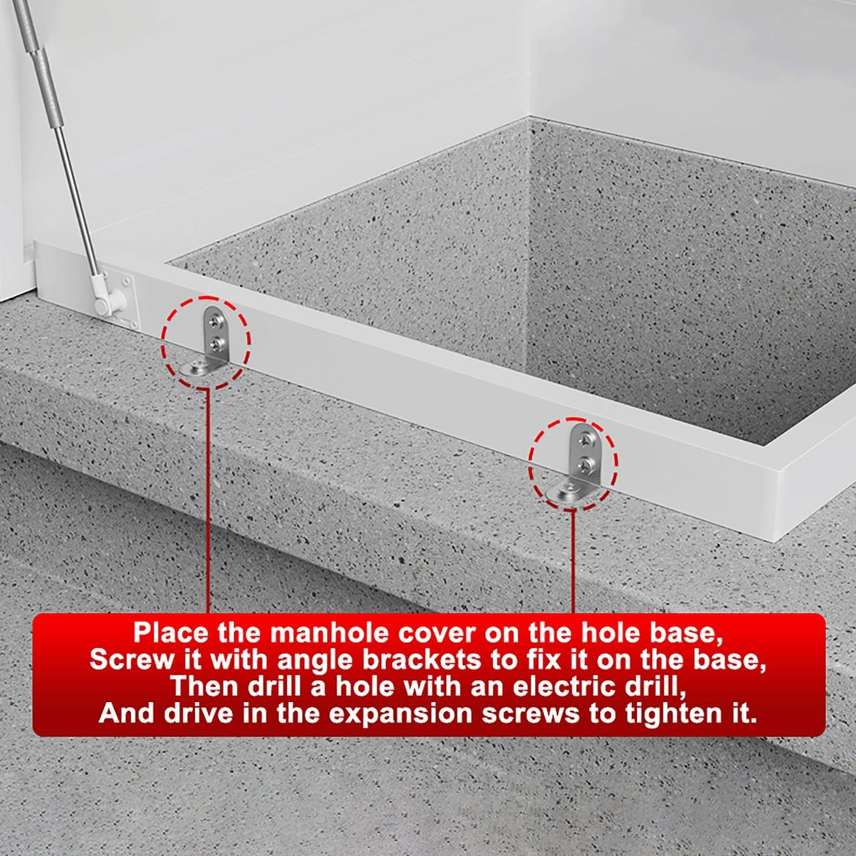 Aluminum Roof Access Hatch Roof Security Door Heavy Duty Commercial Roof Access Hatch Hydraulic Support Rod for Home Industry.(ID21.7x21.7in)