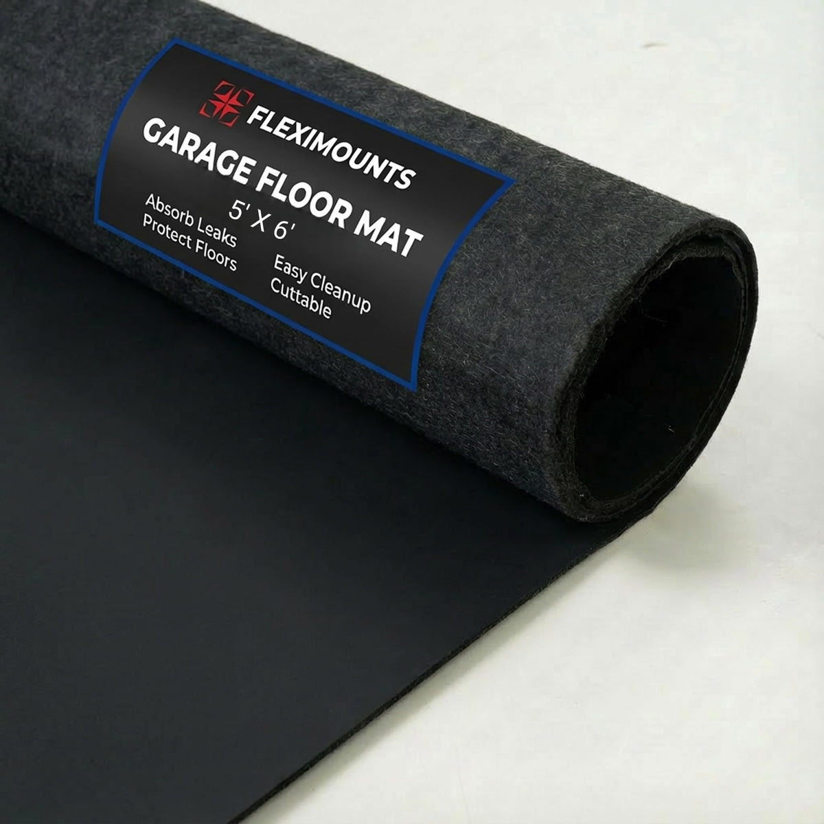 FLEXIMOUNTS 17x8 Ft Extra Large Garage Floor Mat - Waterproof Oil Absorbent Surface, Stay-in-Place Garage Flooring Roll for Under Car (Includes Double Sided Tape)