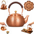 Handmade Copper Stovetop Teapot Kettle, Solid Copper Tea Kettle with Vintage Hammer Design, Thickened Household Boiling Teapot for Induction, Electric, Easy to Clean (A*1200ML)