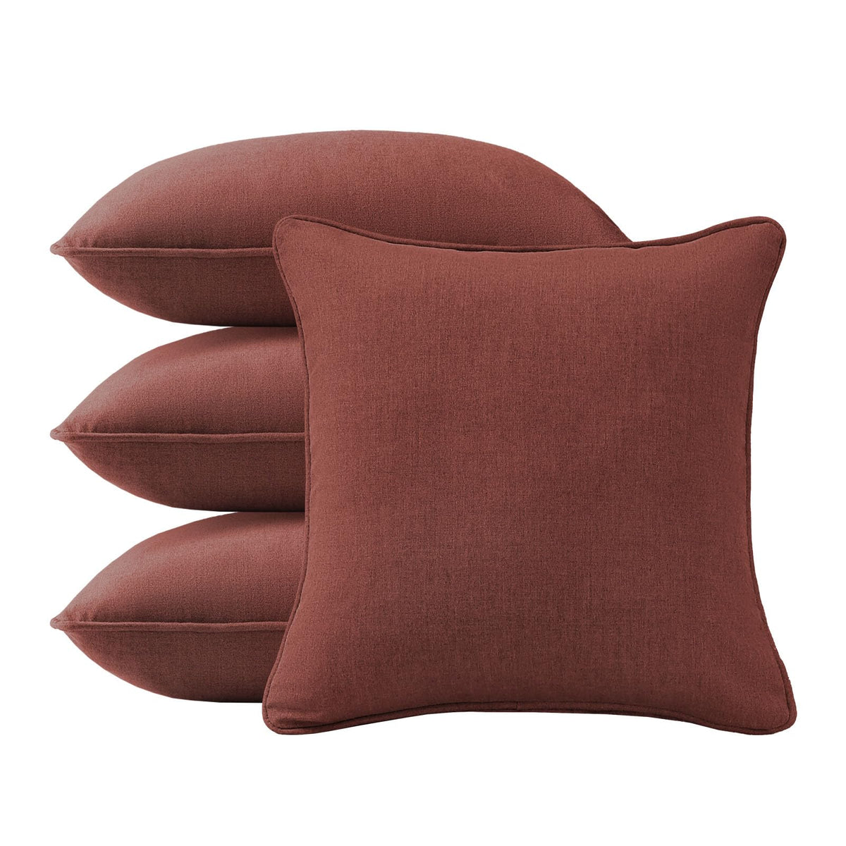 4 Pack Sunbrella Outdoor Water Repellent Throw Pillows 18x18 Inch with Insert, Decorative Square Patio Pillows for Home Garden Couch Balcony, Canvas Camel