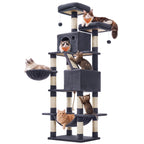 Feandrea Cat Tree, 81.1-Inch Large Cat Tower, Multi-Level Condo, Green