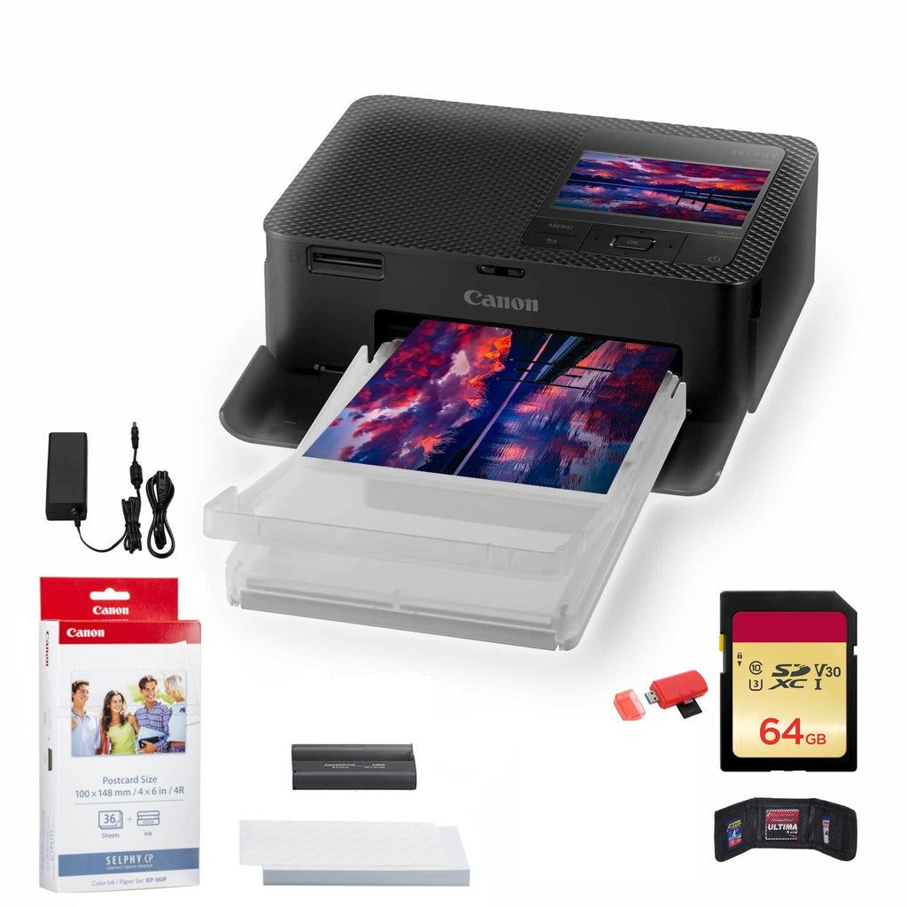Canon SELPHY CP1500 Compact Photo Printer Accessory (Black) Bundle