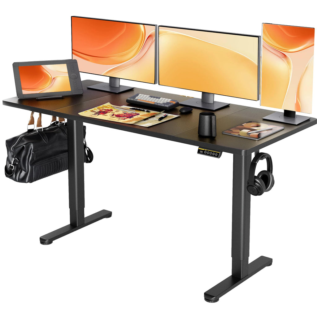 Claiks Electric Height Adjustable Standing Desk, 48x24 Inch, Deep Black