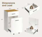 ZIFTY Pull Out Trash Can Cabinet for 13 Gallon Bin, Laundry Hamper, White