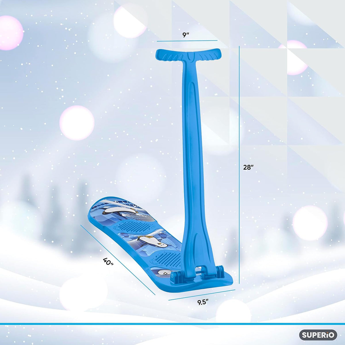 Superio Kids Snow Scooter, Ski Scooter, Snowboard, Snow Sled, Sledge Folding Sliding Ski Snowboard with Grip Handle