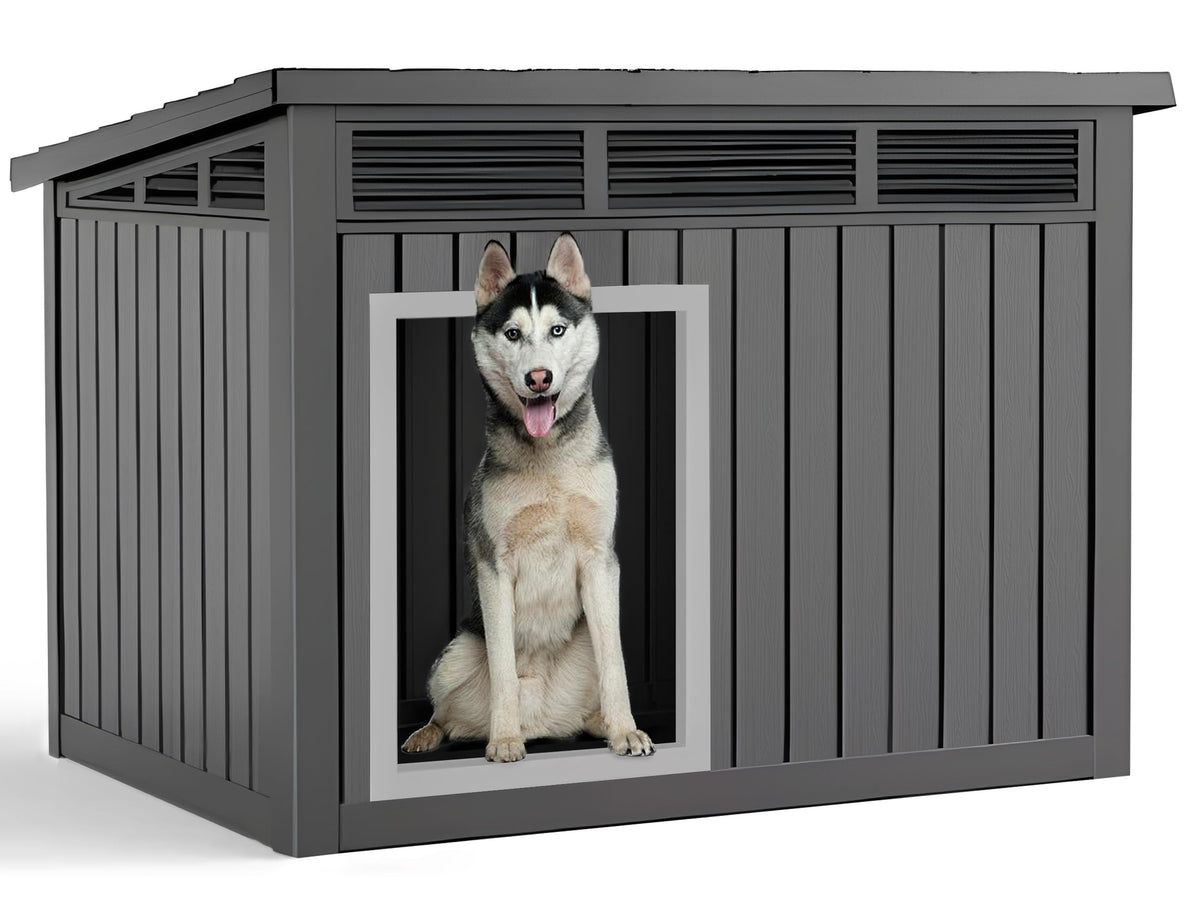 VIXZEN Dog House Outdoor & Indoor, Medium Size, Gray