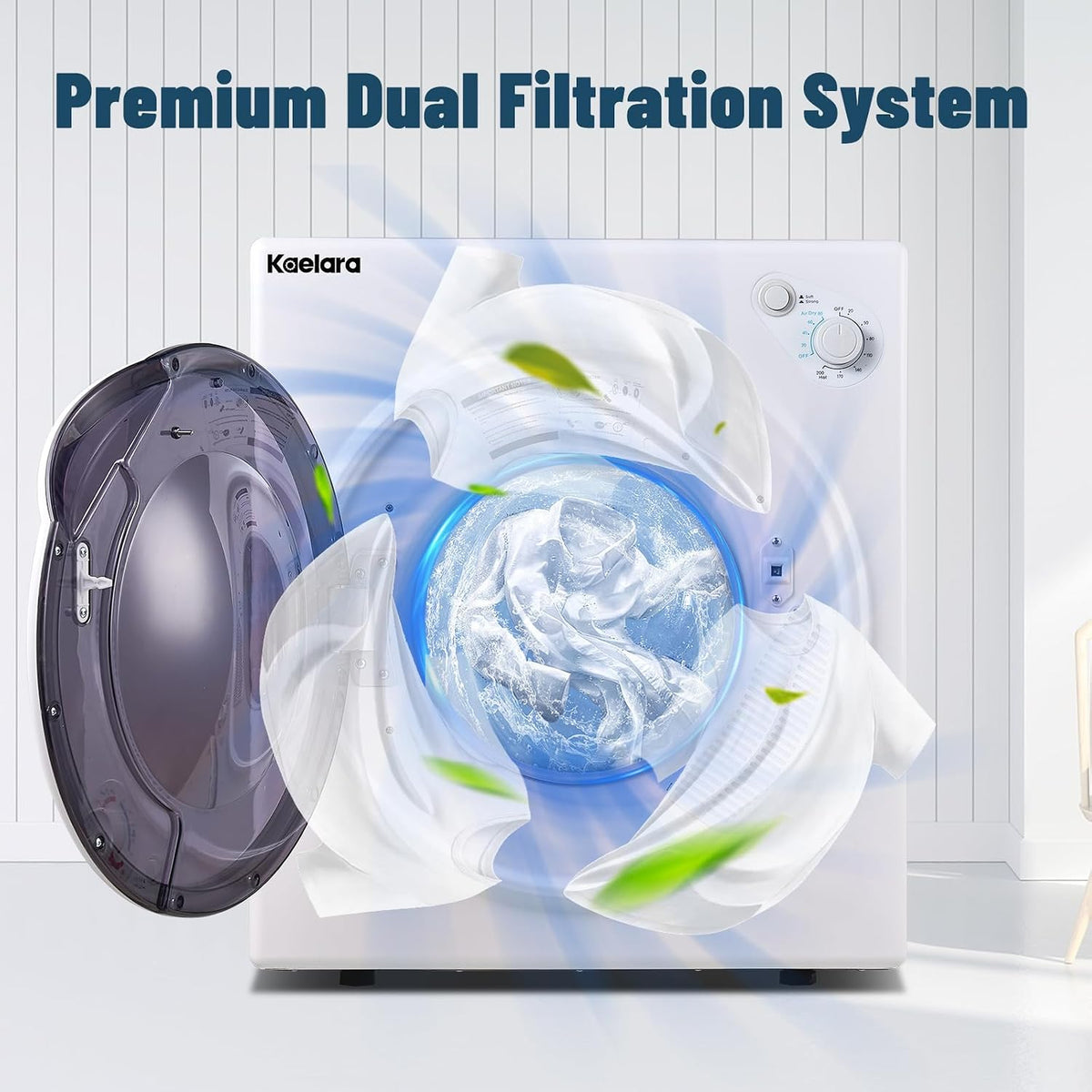 Portable Dryers for Apartment, 3.0 Cu.ft Portable Clothes Dryer with Stianless Steel Tub, Front Load Clothes Dryer Machine for Home, Apartment, 4 Dring Mode, Auto-shutt off, 1500W