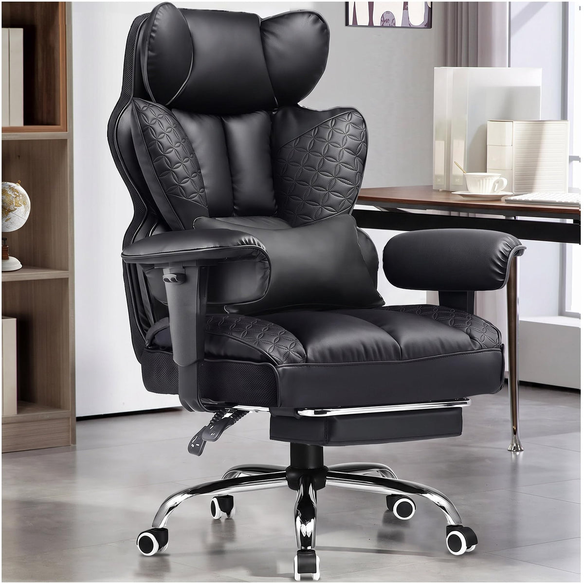GTPLAYER Big and Tall Gaming Chair 400lbs Heavy Duty Office Chair with Footrest, High Back Pocket Spring Lumbar Support, Ergonomic Wide Comfy Seated Cushion for Lower Back Pain Relief, Earth-Black