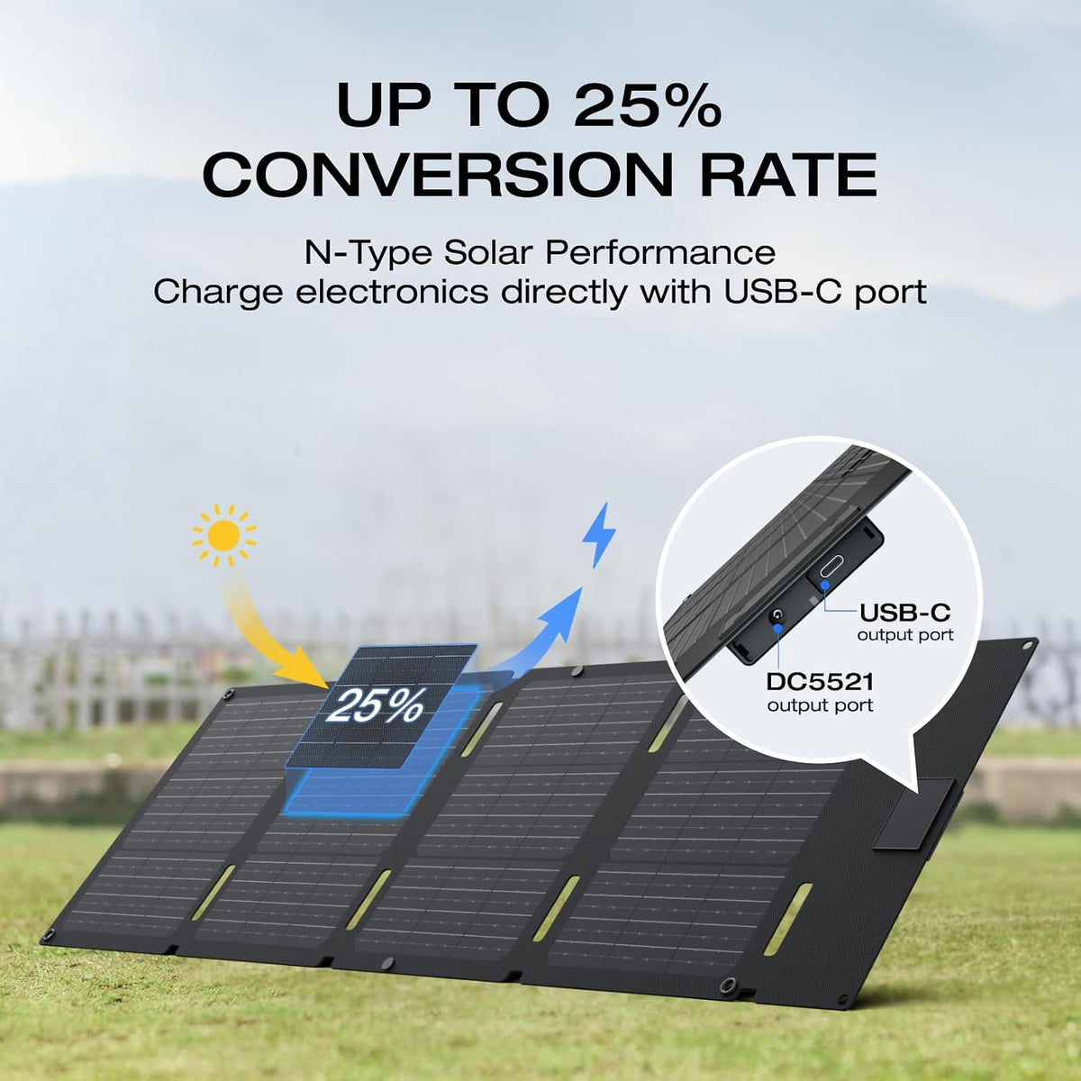 EF ECOFLOW 45W Portable Solar Panel with Type-C, IP68 Waterproof