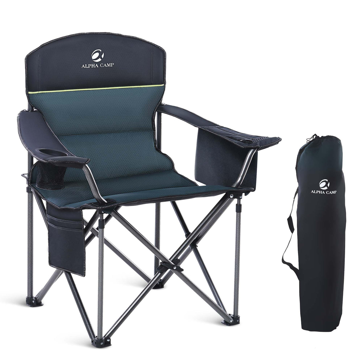 LET'S CAMP Folding Camping Chair Oversized Heavy Duty Padded Outdoor Chair