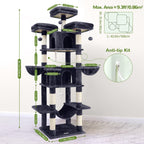Globlazer Big XXL Cat Tower for Indoor Multiple Cats, F80, Dark Grey