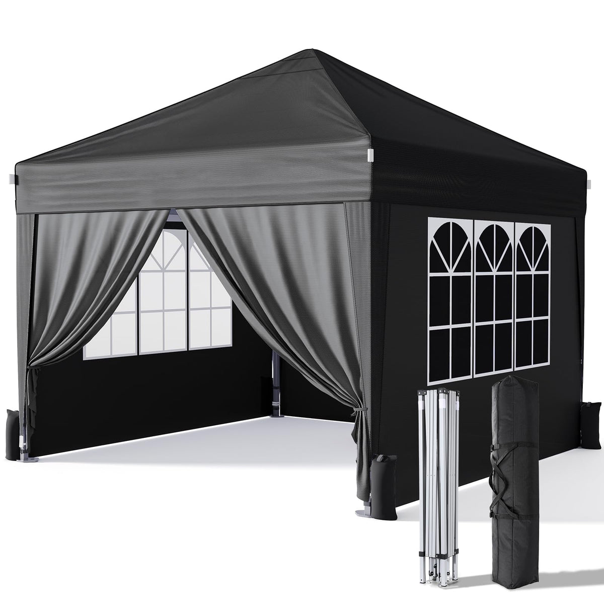 Driftalia 10x10 Pop Up Canopy Tent with Sidewalls, One-Push Instant Setup