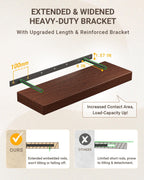 60 inch Long Walnut Floating Shelf for Wall, 8" D Fireplace Mantel