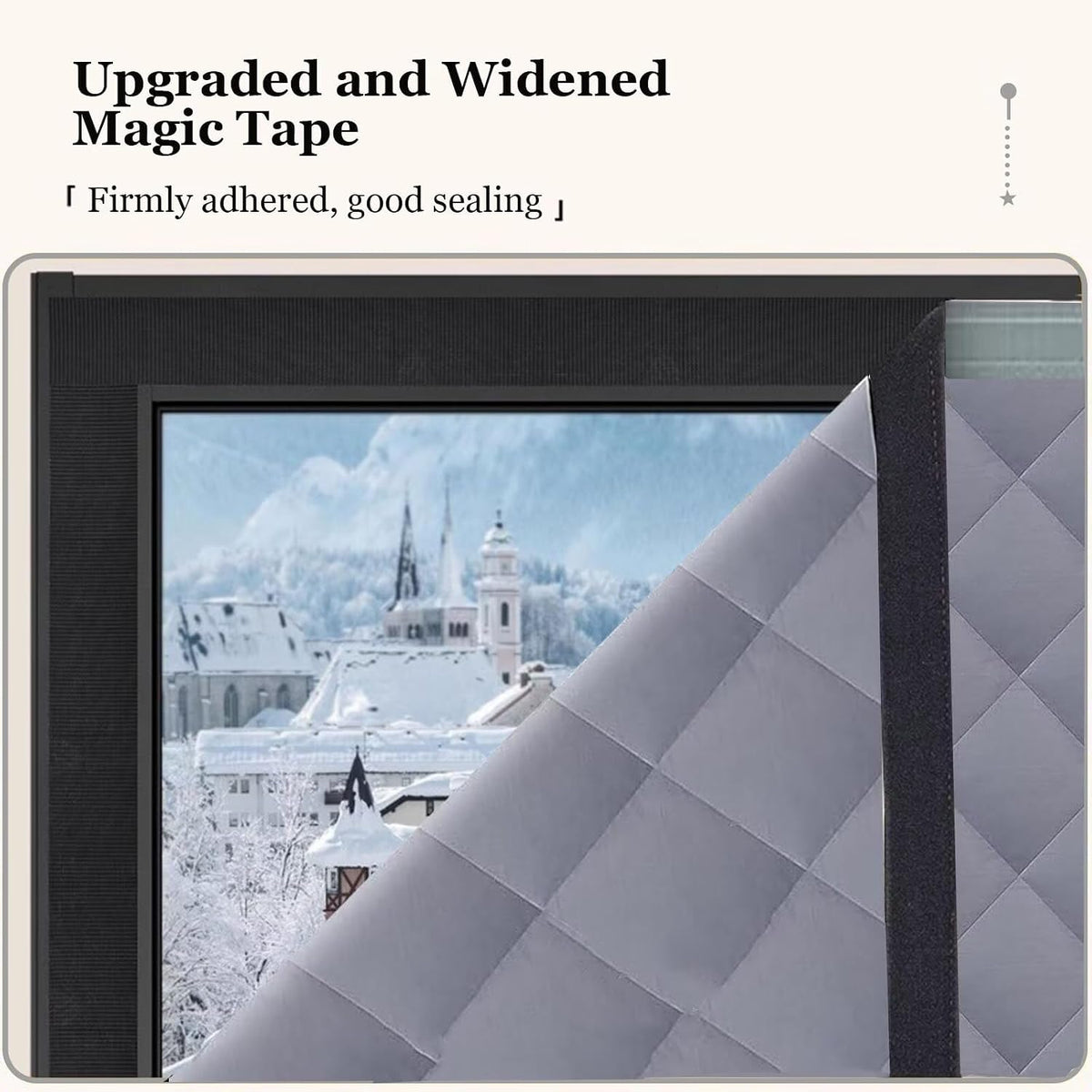 Window Insulation Kit with Hook and Loop Strap and Thumbtack Reusable Thicken Thermal Waterproof Attic Cover Thermal Insulated Window Cover with Fastener 150x190cm Grey