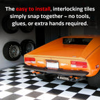 SnapLock RaceDeck Diamond 12"x12" Interlocking Garage Tiles, 24pk, White