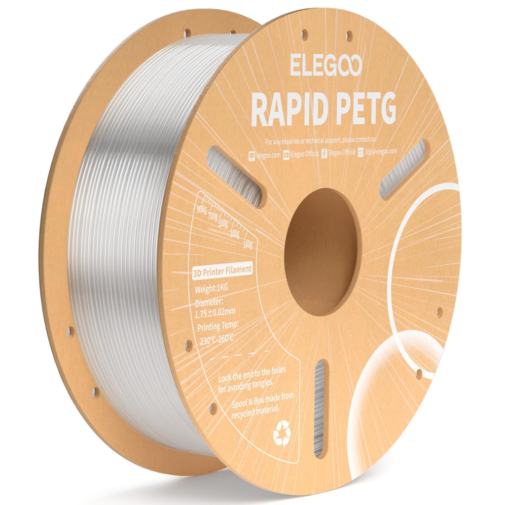 ELEGOO Rapid PETG 3D Printer Filament 1.75mm Black 10KG Bulk