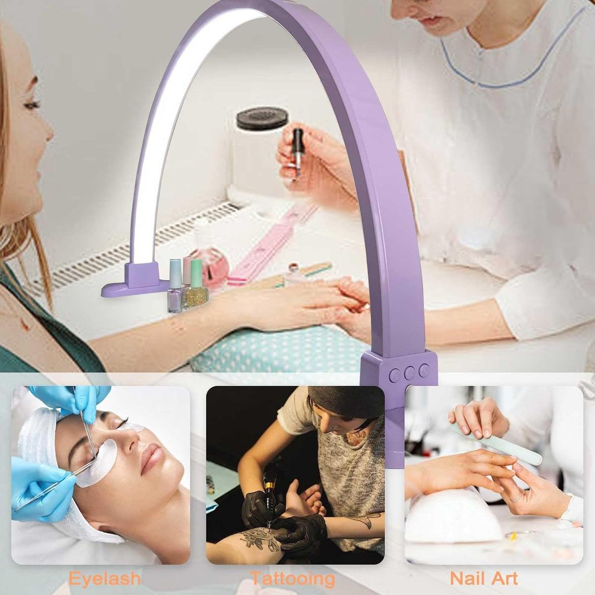 Half Moon Light for Nail Desk, 30 in 45W Half Moon Nail Lamp, Adjustable Brightness Color Temperature Moon Lamp Nail Tech, Arch Nail Lamp, Manicure Lamp Table Light