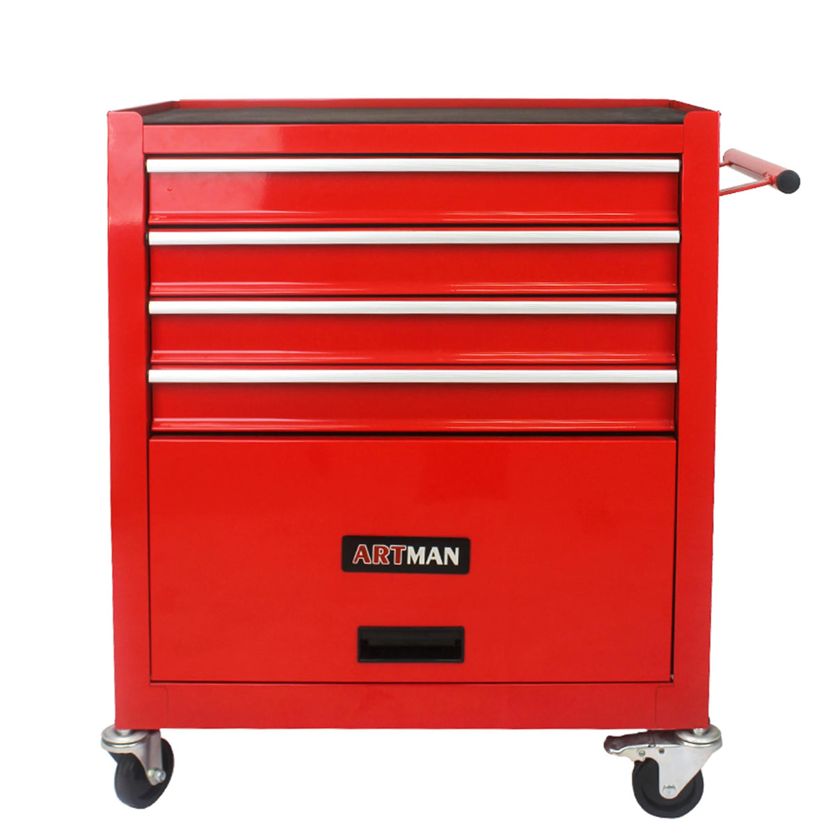4-Drawer Tool Cart on Wheels, Drawers Rolling Tool Chest with 1 Cabinet, Mobile Trolley Organizer Tools Box with Locking Wheels & Ball Bearing Drawers for Garage,Warehouse,Repair Shop (Orange)