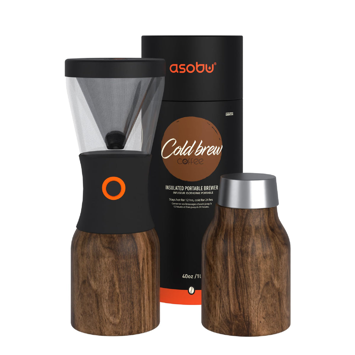 asobu Cold Brew Coffee Maker, Award-Winning 40oz Insulated Cold Brew Brewer with Portable Stainless Steel Carafe – No.1 Europe Coffee Fest Winner, Leakproof, BPA-Free, Keeps Cold 24H