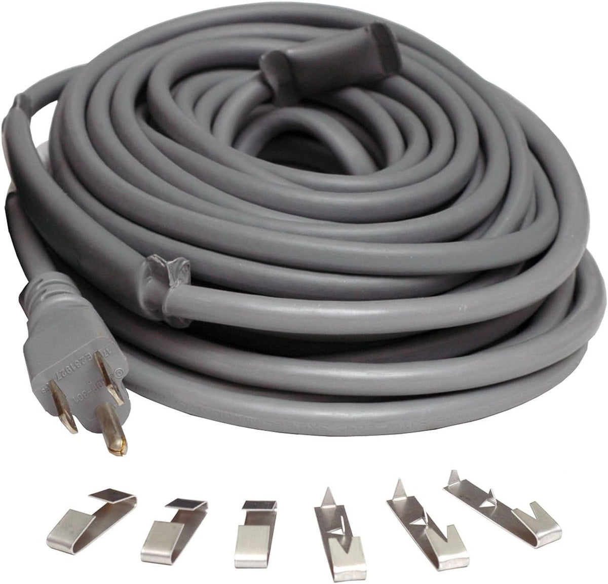Wrap-On Roof and Gutter Deicing Cable - 175' Black Electric Heating Cord with 3 Prong Plug & 120 Volt Operation - 14176