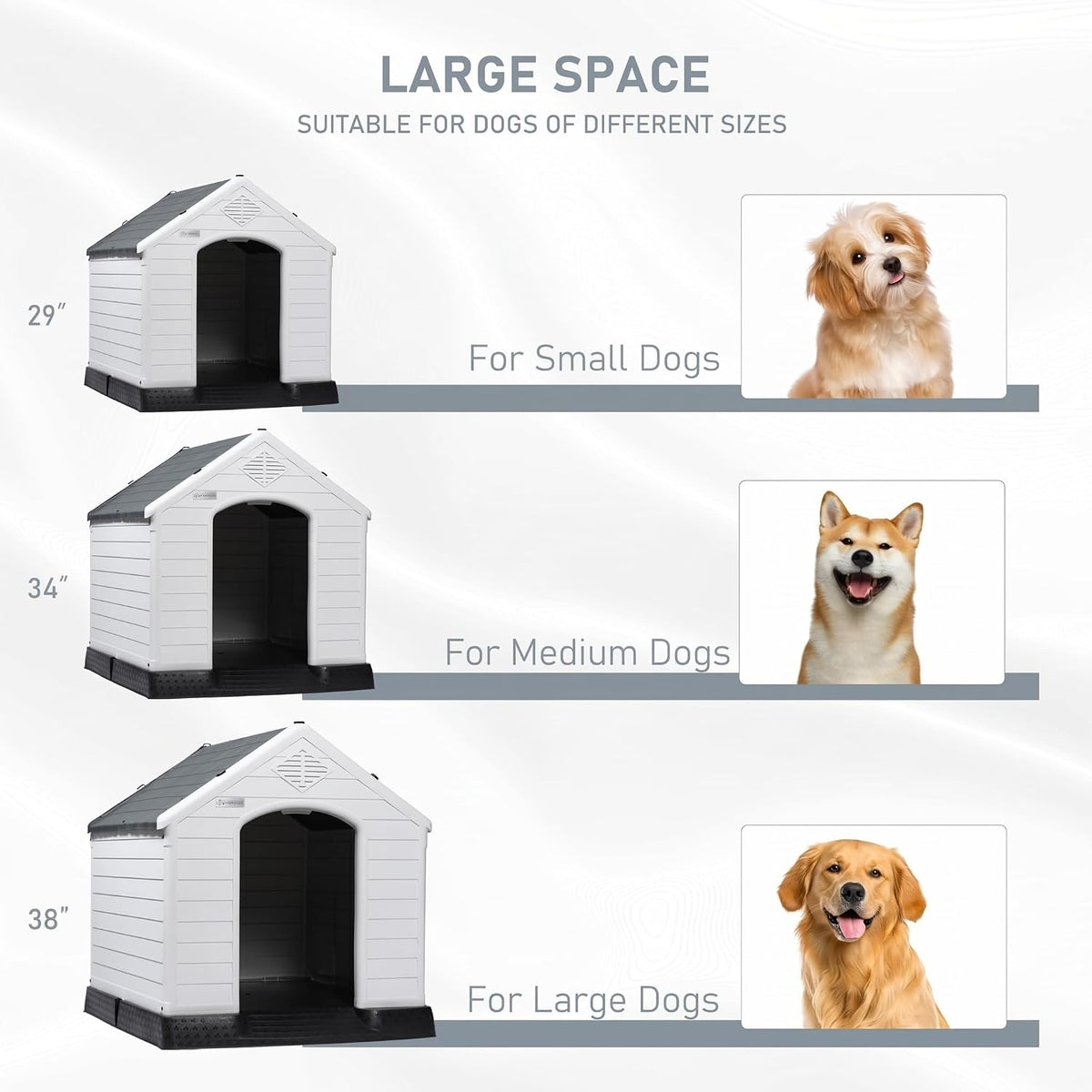 LEMBERI Large Dog House, Indoor/Outdoor, Gray 38.8" L x 35" W x 37.4" H