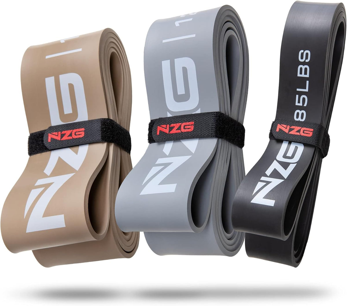 NonZero Gravity 100% Latex-Free Organic Rubber Power Resistance Bands | Compact Durable Hypoallergenic Bands for Strength Training & Workouts | 11 Levels (10 to 140 Lbs)
