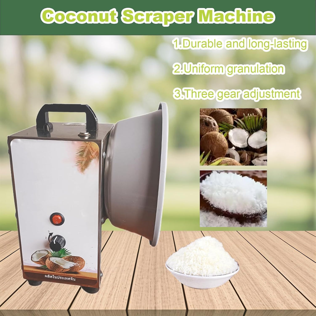Coconut Scraper Grater, Coconut Processing Machine, 3 Speeds Adjustable, Commercial Electric Coconut Meat Removal Tool