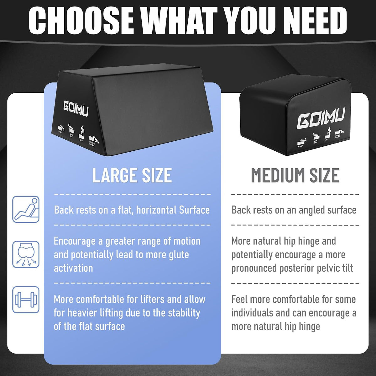 HT01-B Hip Thrust Bench, Hip Thrust Machine for Core&Ab Strength Training, Hip Thrust Booty Workout Box with Non-Slip, Glute Bridge Machine for Home and Gym, Large/Medium Size