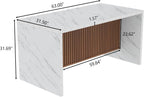 63" Large Imitation Marble Dining Table for 4-6 People, with LED Lights