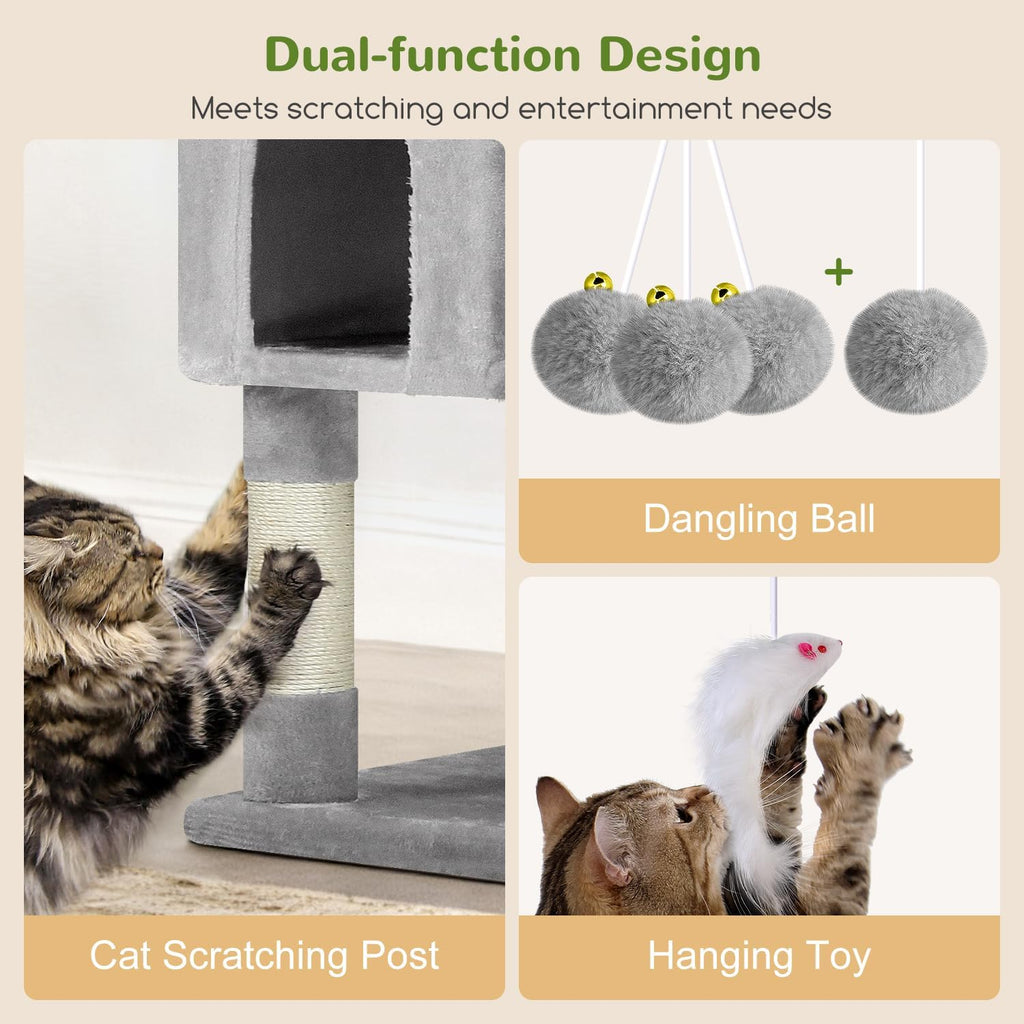 Globlazer Cat Tree Tower for Multiple Adult Cats, 82in, F82, Light Grey