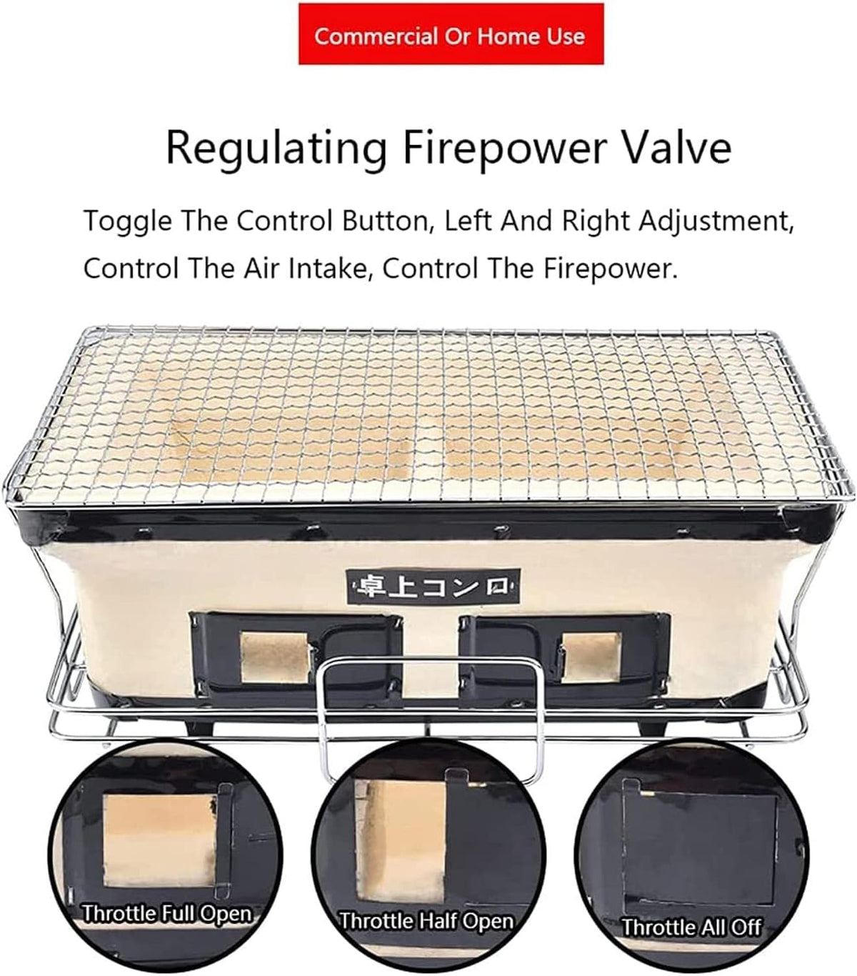 Table Top Japanese Yakiniku Yakitori Charcoal Grill, Traditional Earthware Barbecue Cooker Stove with Wire Mesh Grill for Backyard Outdoor Cooking