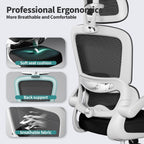 TRALT Office Chair Ergonomic Desk Chair with Lumbar Support Black White, 1