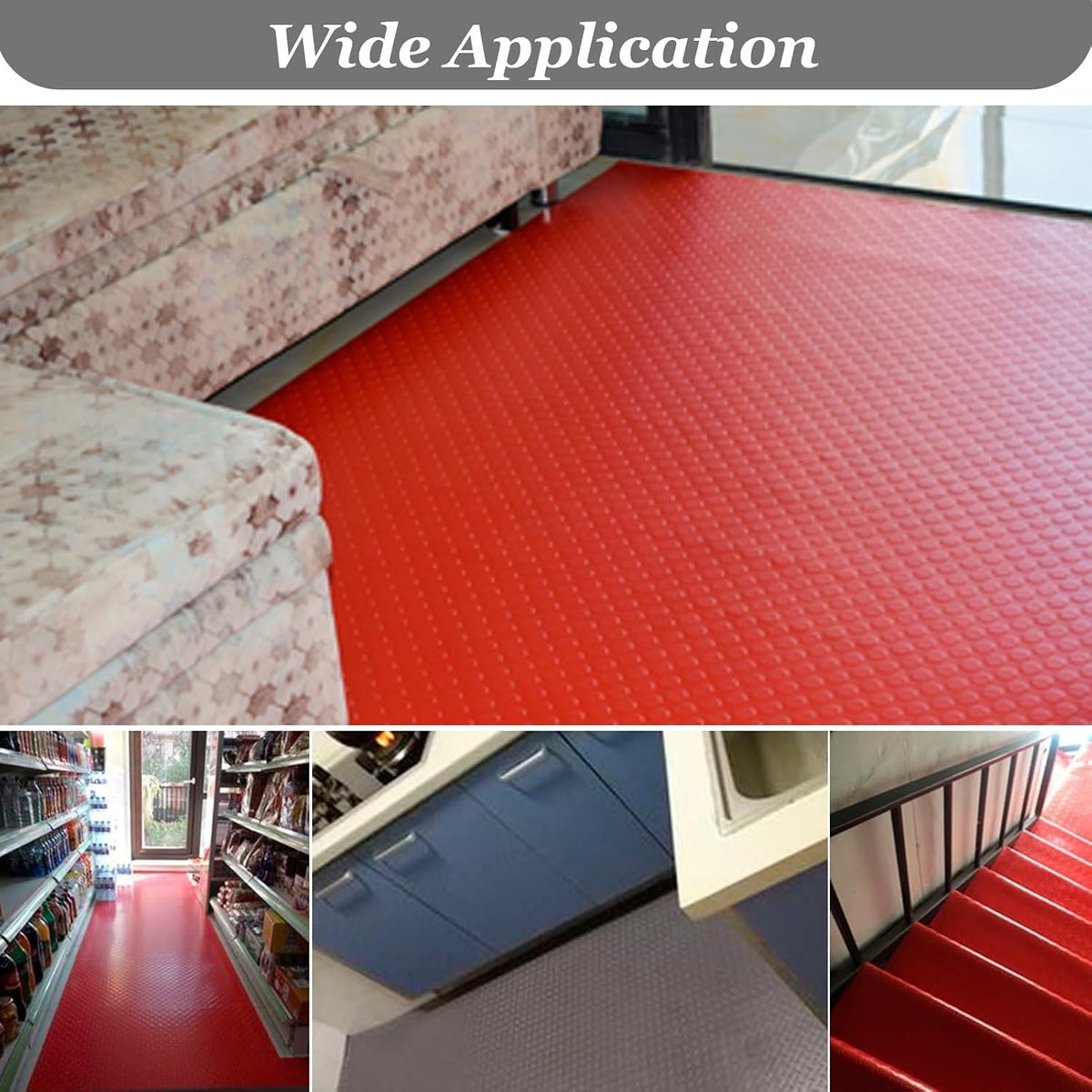 Garage Floor Mat Large Wear-resistant Coin Pattern Garage Mats for Floor, 2.5mm Non-Slip Garage Flooring Roll, 5 8 10 16 ft Length Rubber Mats for Home Gym(Red,1.3x1.5m(4.3 x 4.9ft))